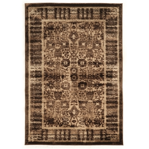 Linon Platinum Isphahan Polyester 5'x7'6&quot Rug in Brown and Black