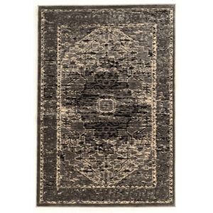 Linon Platinum Heriz Polyester 8'x11' Rug in Gray and Black