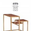 Linon Elijah Three Tiered Wood and Iron Side Table/Plant Stand in Gold/Natural