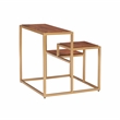 Linon Elijah Three Tiered Wood and Iron Side Table/Plant Stand in Gold/Natural
