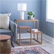 Linon Elijah Three Tiered Wood and Iron Side Table/Plant Stand in Gold/Natural