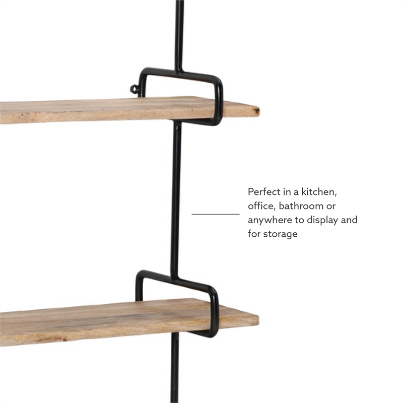 Linon Chrisley Metal Wall Shelves in Black