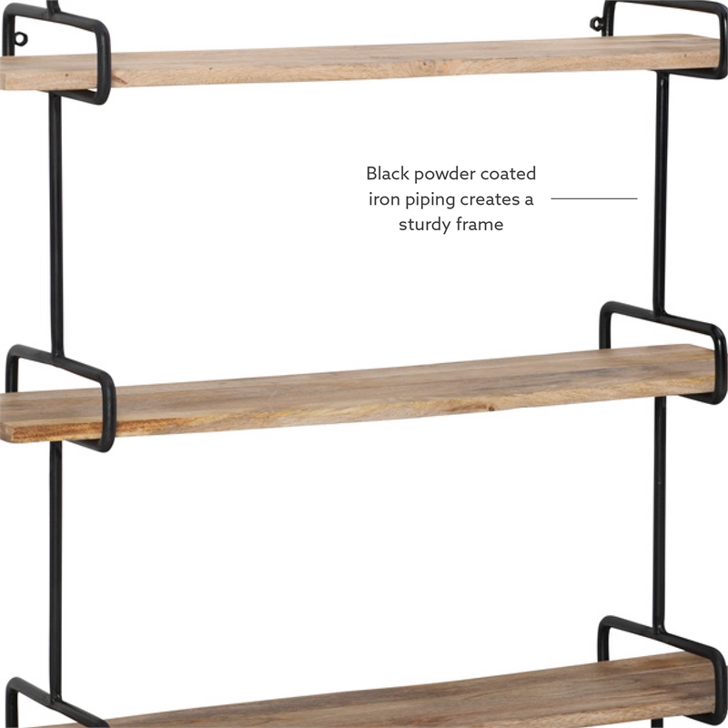 Linon Chrisley Metal Wall Shelves in Black