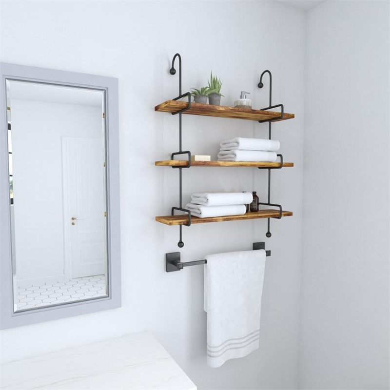Linon Chrisley Metal Wall Shelves in Black