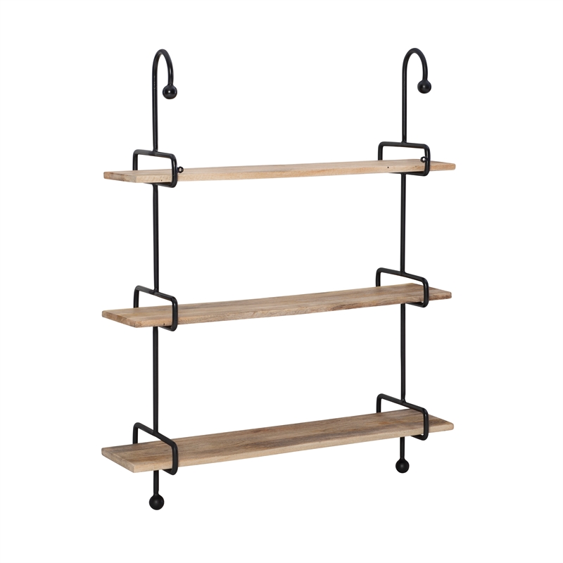 Linon Chrisley Metal Wall Shelves in Black