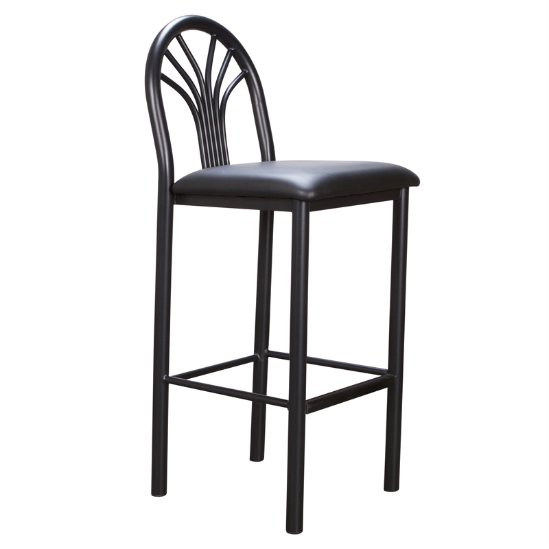 Linon Lemmie Metal Set of Two Commercial Grade Barstools in Black
