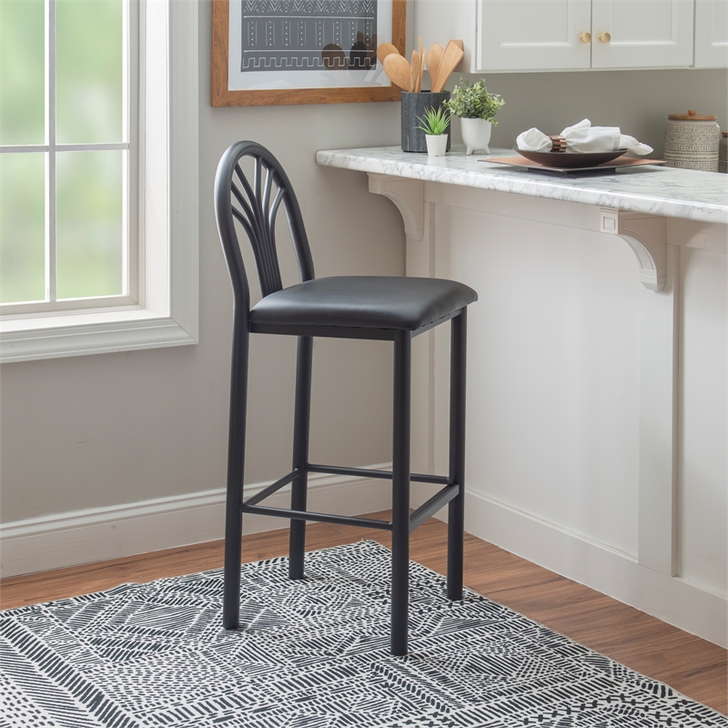 Linon Lemmie Metal Set of Two Commercial Grade Barstools in Black