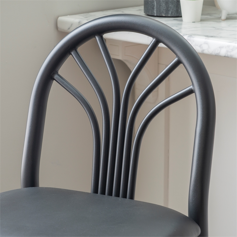 Linon Lemmie Metal Set of Two Commercial Grade Barstools in Black
