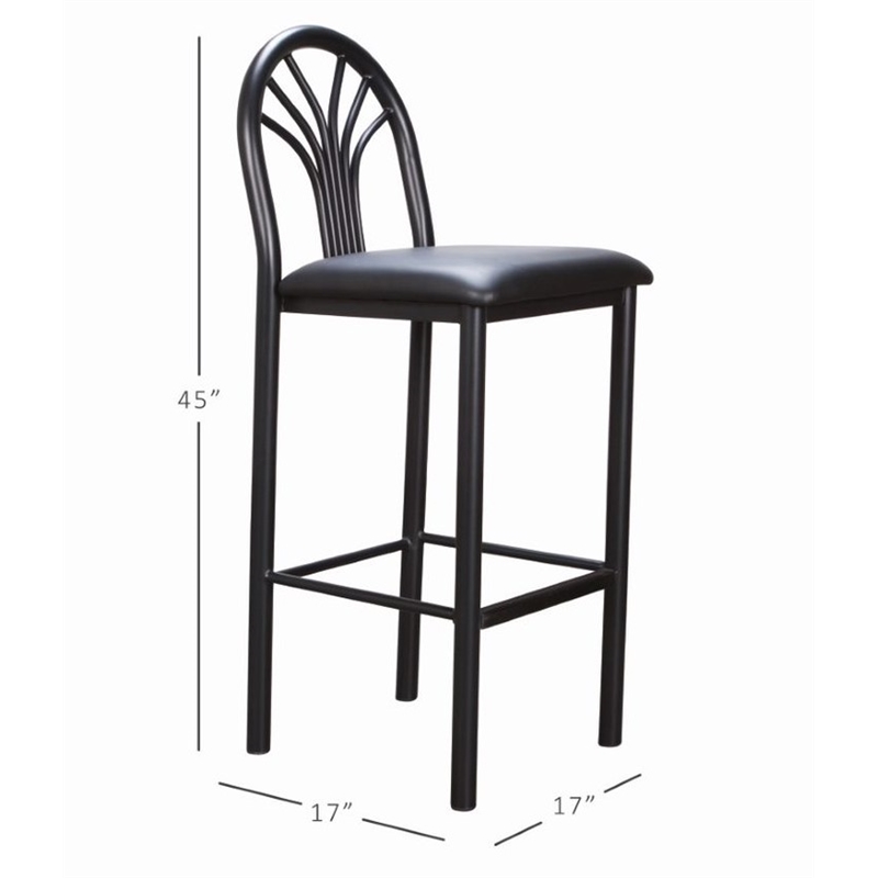 Linon Lemmie Metal Set of Two Commercial Grade Barstools in Black