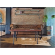 Linon Faux Hide Polyester Cowhide Tufted Printed Area Rug in Caramel and Cream