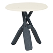 Linon Opal Distressed Wood Coastal Canoe Paddle Side Table in Blue/Cream