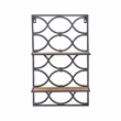 Linon Eli Wall Shelves Natural Distressed Wood Interwoven Iron Frame in Charcoal