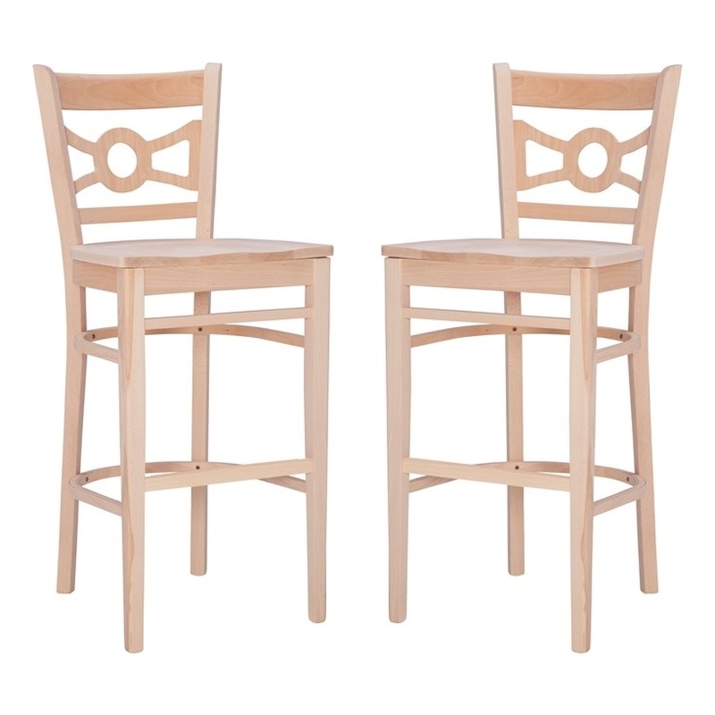 Linon Ederlee Wood Commercial Grade Set of Two Barstools in Unfinished