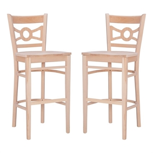 Linon Ederlee Wood Commercial Grade Set of Two Barstools in Unfinished
