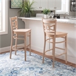 Linon Ederlee Wood Commercial Grade Set of Two Barstools in Unfinished