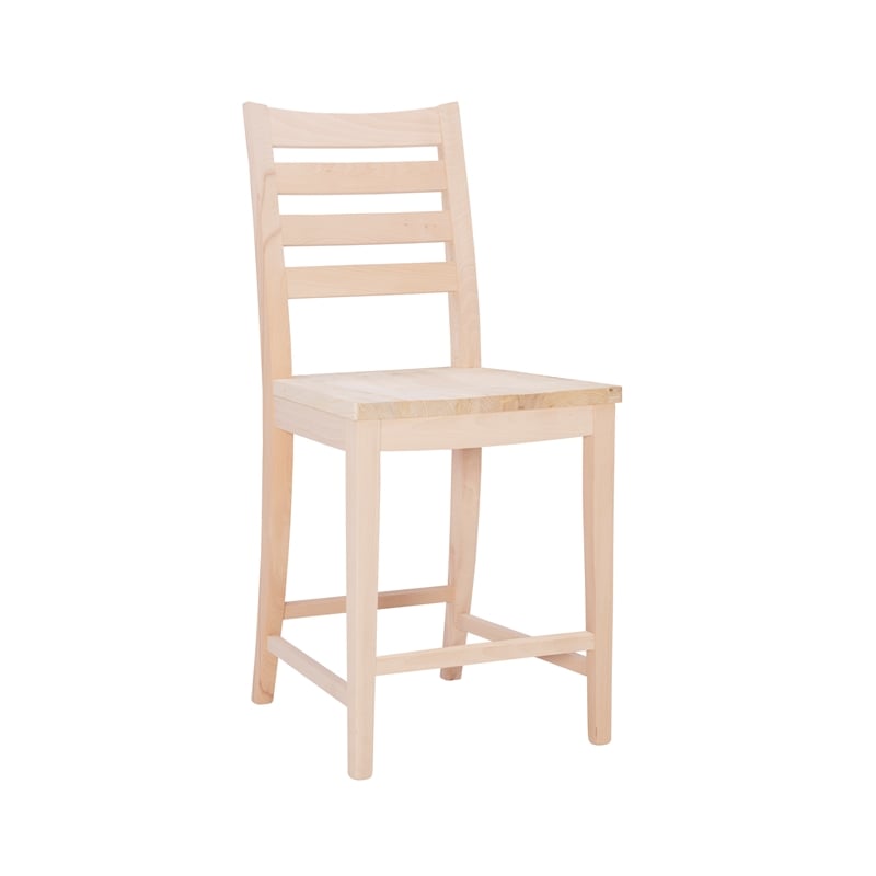 Linon Elder Commercial Grade Set of Two Counter Stools in Unfinished Beechwood