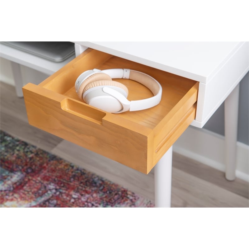 Linon Perry Wood Two Drawer Desk in White