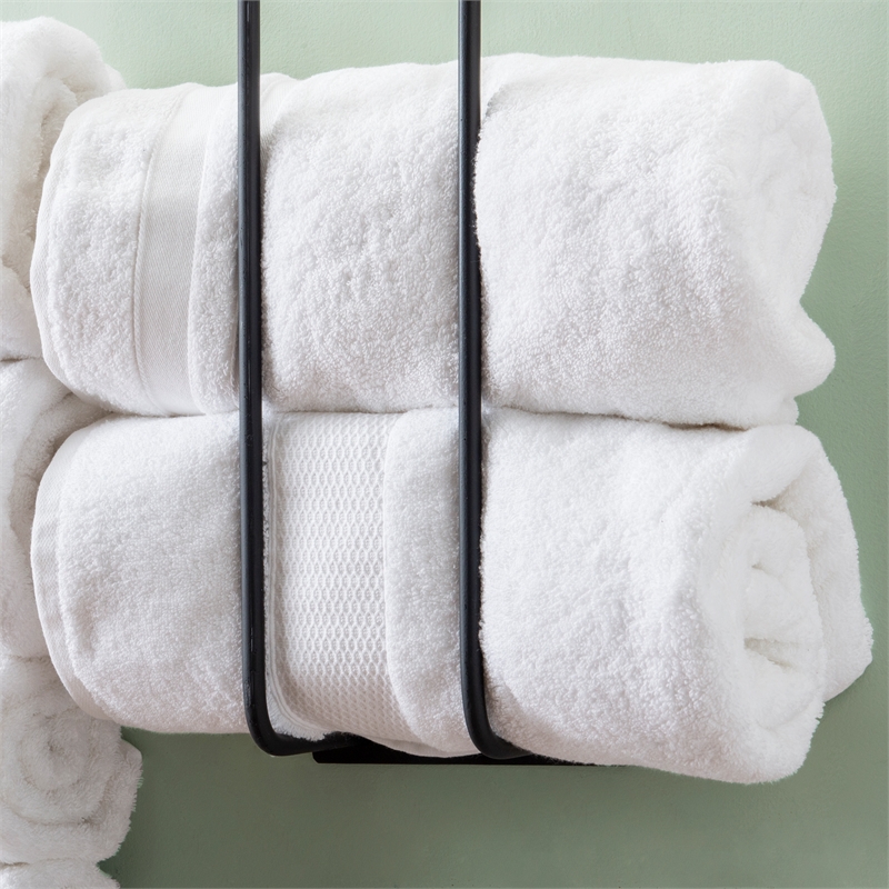 Linon Bethany Iron Towel Racks 2 Pack Industrial Space Saving Design in Black
