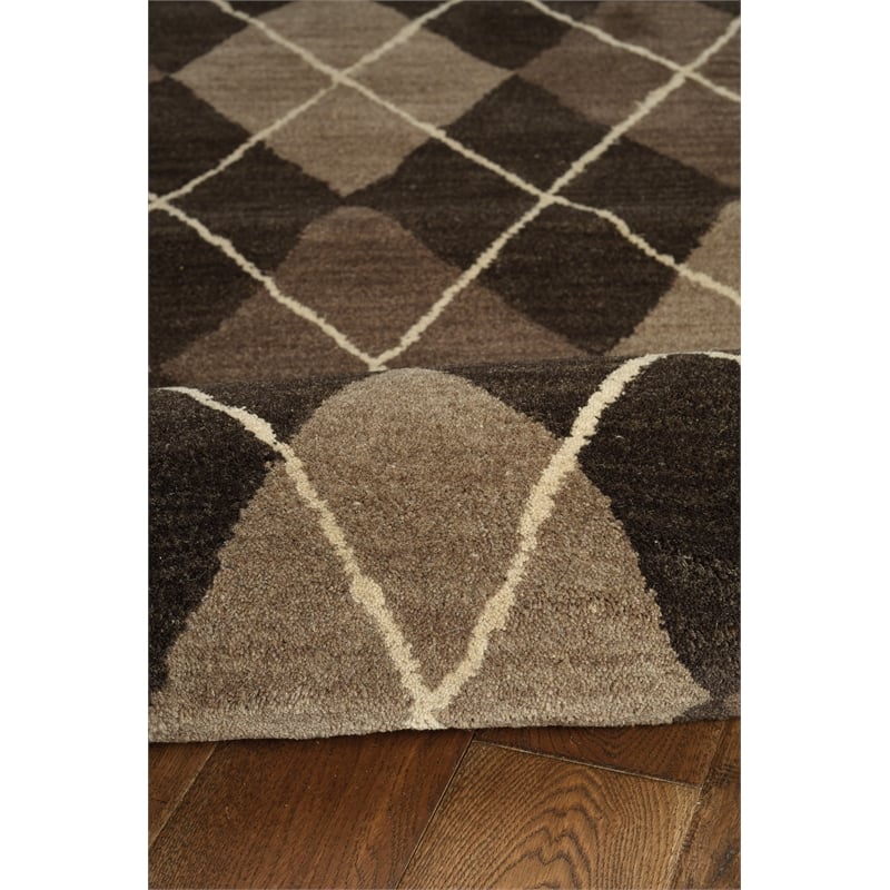 Linon Ashton Argyle New Wool 8'x11' Rug in Gray and Taupe