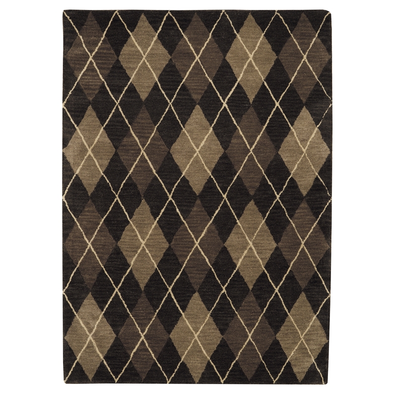 Linon Ashton Argyle New Wool 8'x11' Rug in Gray and Taupe
