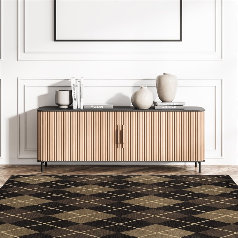 Linon Ashton Argyle New Wool 8'x11' Rug in Gray and Taupe