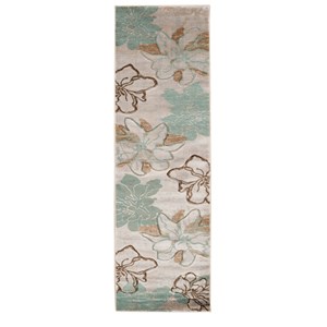 Linon Miso Eleanor Polypropylene 2'6&quotx8' Rug in Ivory and Turquoise