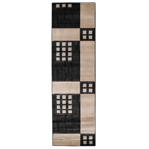Linon Miso Wallace Polypropylene 2'6&quotx8' Rug in Black and Ivory