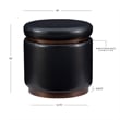 Linon Hawn Round Padded Storage Ottoman Dark Wood Trim in Black Faux Leather
