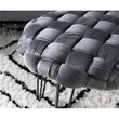 Linon Henson Round Stool Black Hairpin Legs Basketweave Seat in Gray
