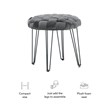 Linon Henson Round Stool Black Hairpin Legs Basketweave Seat in Gray