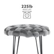 Linon Henson Round Stool Black Hairpin Legs Basketweave Seat in Gray