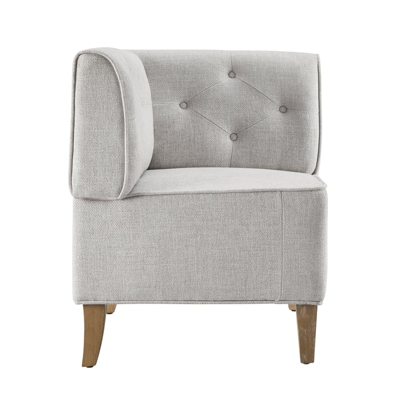 Linon Hale Tufted Back Fully Upholstered Corner Nook Bench in Light Grey Fabric