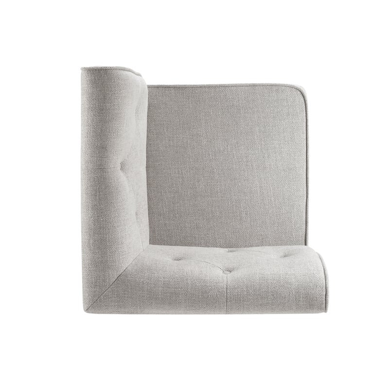 Linon Hale Tufted Back Fully Upholstered Corner Nook Bench in Light Grey Fabric
