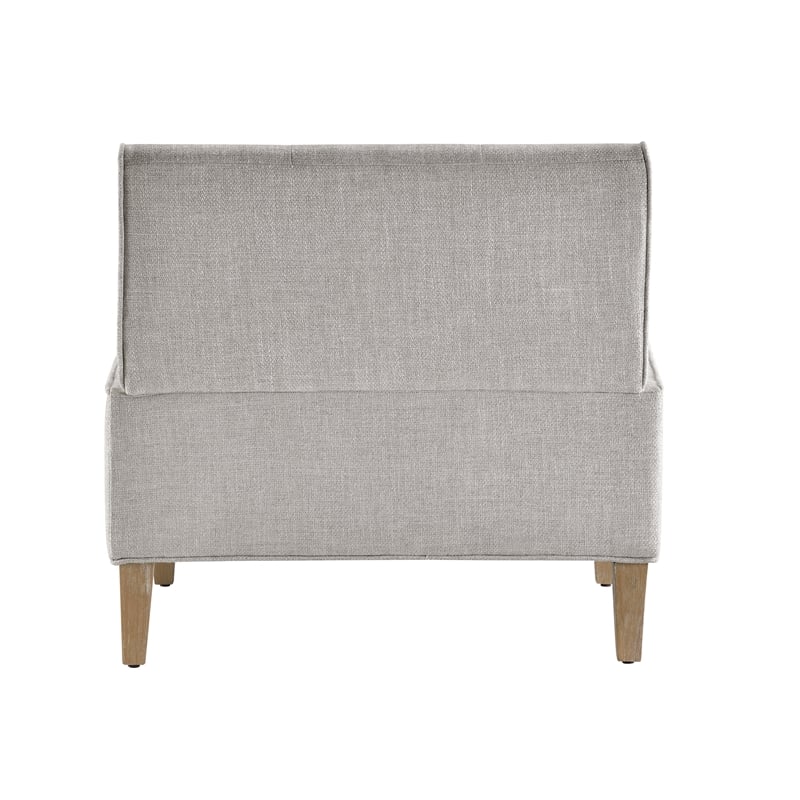 Linon Hale Tufted Back Fully Upholstered Corner Nook Bench in Light Grey Fabric