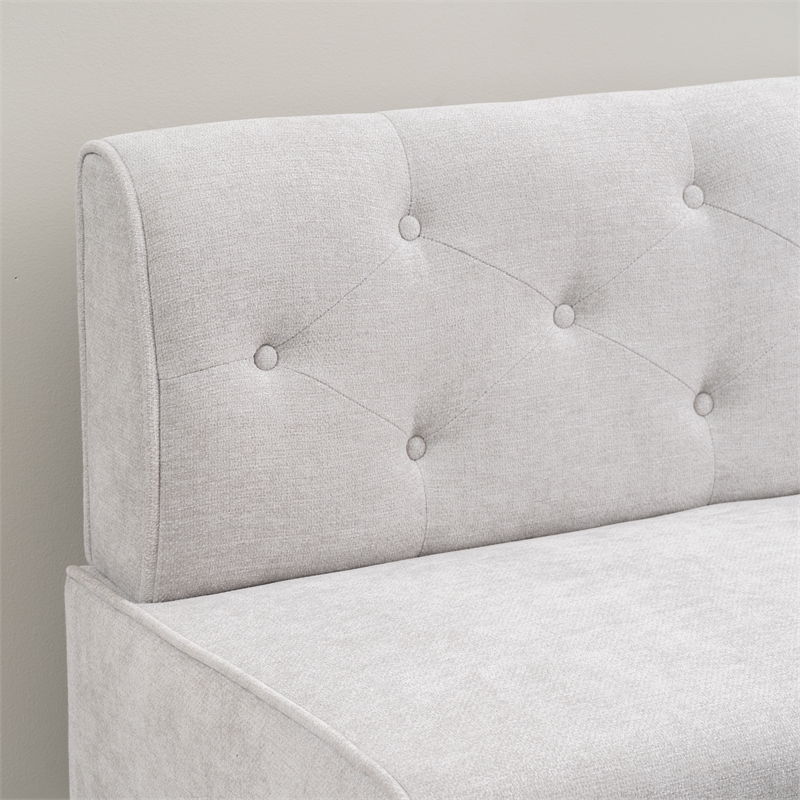 Linon Hale Tufted Back Fully Upholstered Corner Nook Bench in Light Grey Fabric