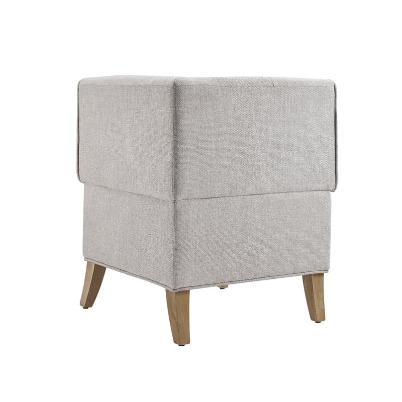 Linon Hale Tufted Back Fully Upholstered Corner Nook Bench in Light Grey Fabric