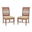 Linon Madson Set of 2 Dining Chairs Tan Faux Leather Seats in Brown Stained Wood