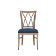 Linon Cameron Set of Two Lattice Back Dining Chairs Padded Seats in Natural Wood
