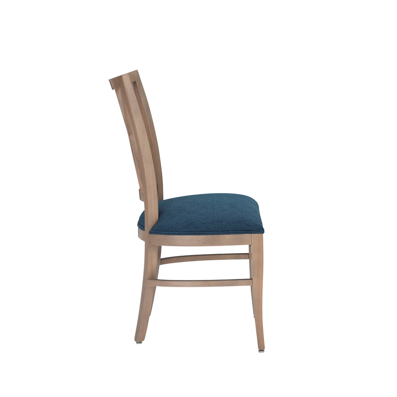 Linon Cameron Set of Two Lattice Back Dining Chairs Padded Seats in Natural Wood