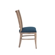 Linon Cameron Set of Two Lattice Back Dining Chairs Padded Seats in Natural Wood