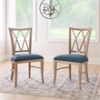 Linon Cameron Set of Two Lattice Back Dining Chairs Padded Seats in Natural Wood