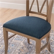 Linon Cameron Set of Two Lattice Back Dining Chairs Padded Seats in Natural Wood