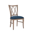 Linon Cameron Set of Two Lattice Back Dining Chairs Padded Seats in Natural Wood