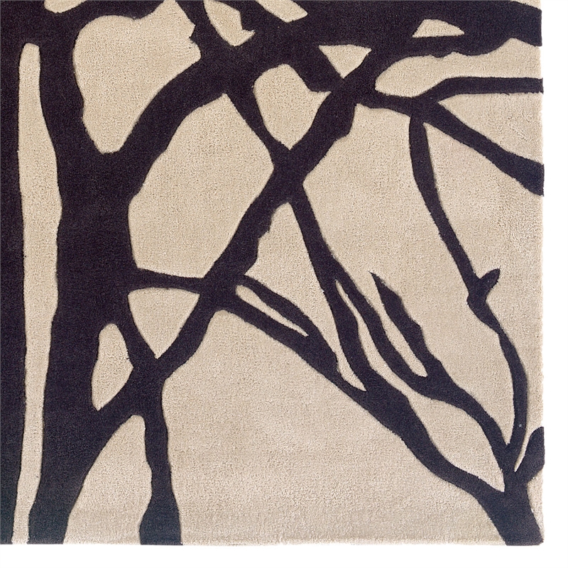 Linon Trio Forest Polyester 5'x7' Area Rug in Cream