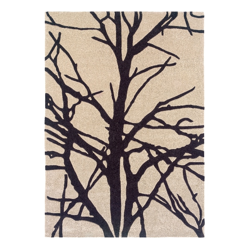 Linon Trio Forest Polyester 5'x7' Area Rug in Cream