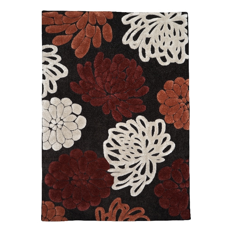 Linon Trio Peddles Polyester 8'x10' Area Rug in Chocolate Brown