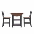 Linon Cain 3 Pce Counter Set with 2 Shelves in Brown Top/Black Wood Base