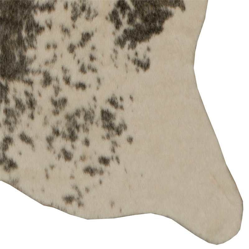 Linon Faux Hide Polyester Mini Speckle Cowhide Accent Rug in Brown and White