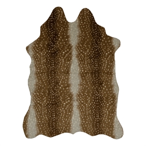 Linon Faux Hide Polyester Mini Antelope Accent Rug in Beige and White