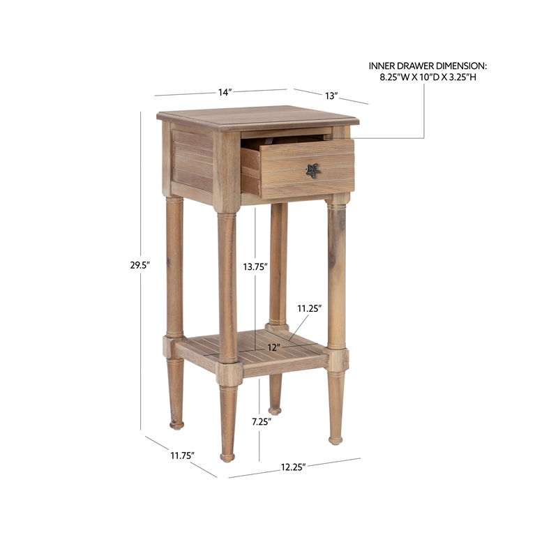 Linon Styers Wood Accent Starfish Coastal Side Table in Natural